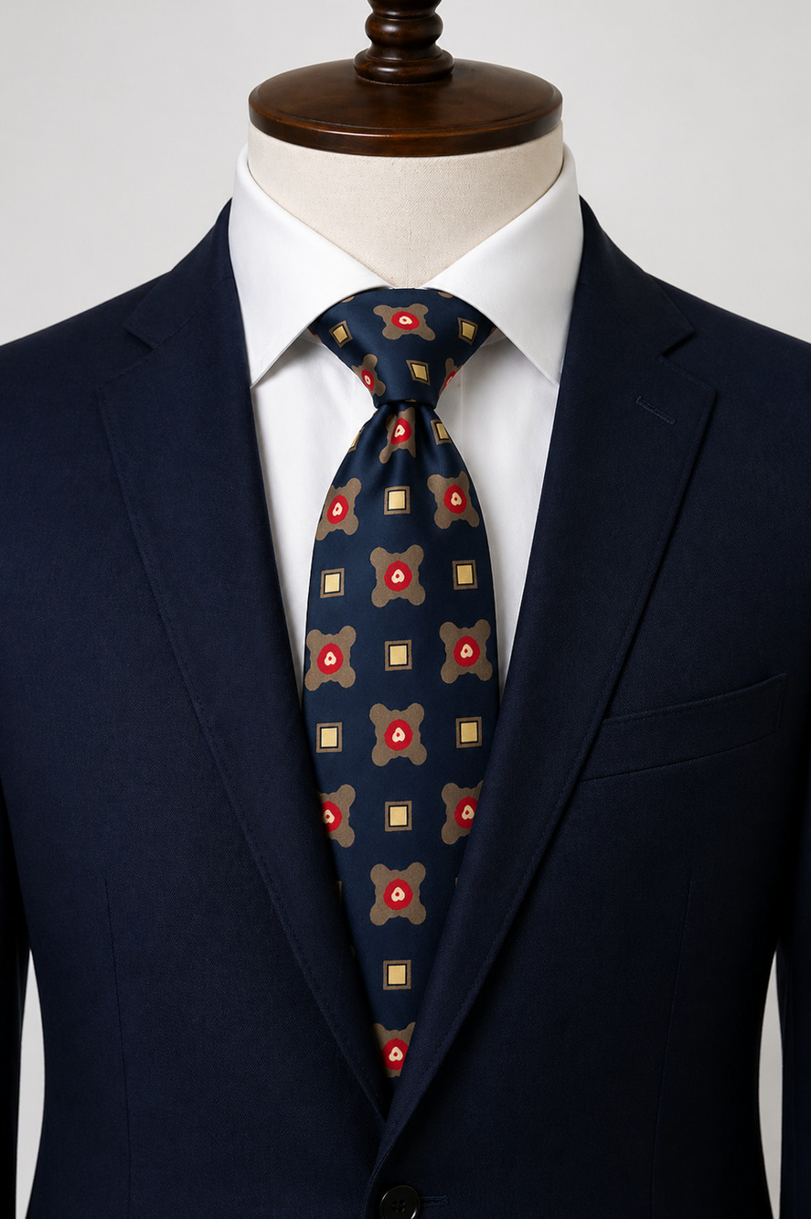 Nordstrom Robert Talbott Silk Tie Blue Geometric USA Made Classic Necktie